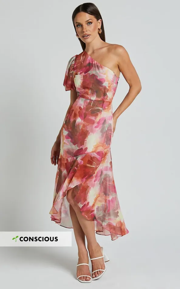Showpo Labelle Midi Dress 8211 Recycled Polyester One Shoulder Asymmetric Dress In Haze Floral Women Dresses Showpo Labelle Midi Dress 8211 Recycled Polyester One Shoulder Asymmetric Dress In Haze Floral Women Dresses