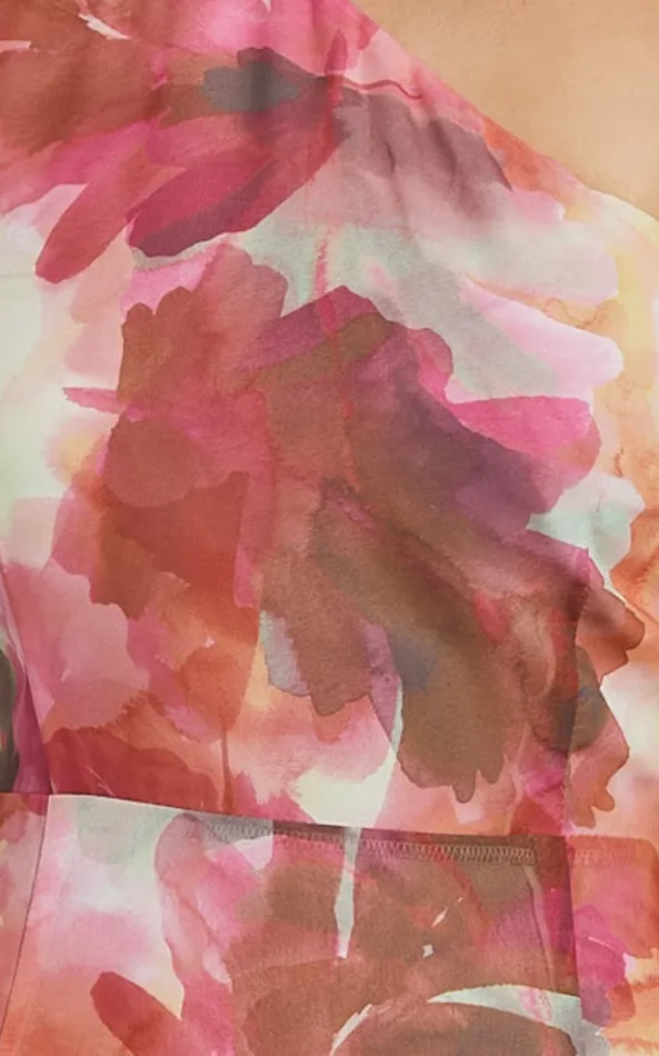 Showpo Labelle Midi Dress 8211 Recycled Polyester One Shoulder Asymmetric Dress In Haze Floral Women Dresses