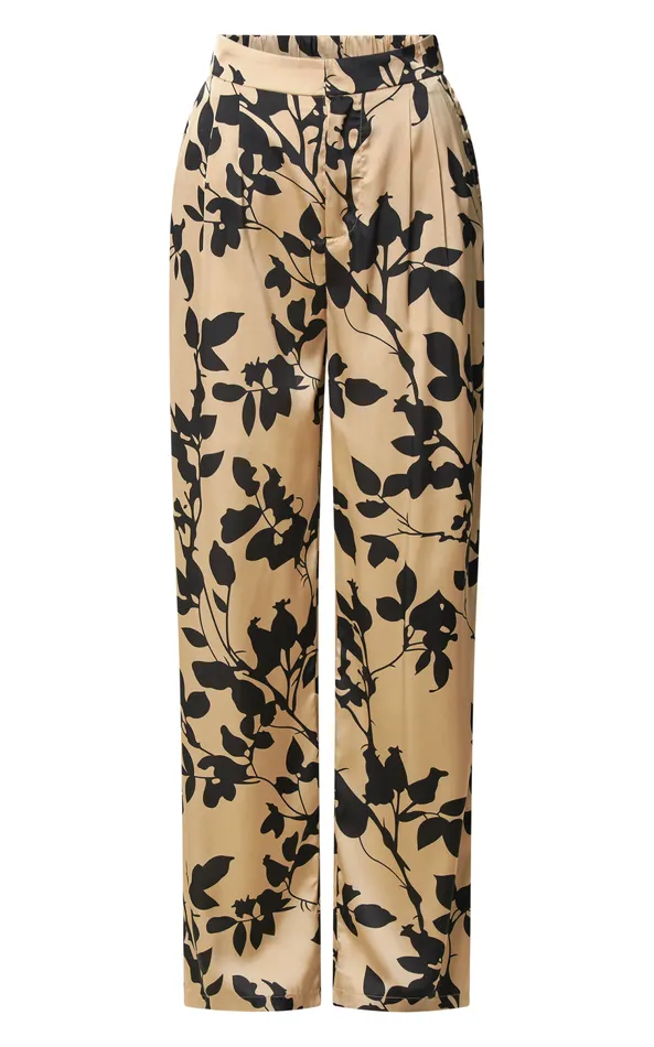 Showpo Laila Pants 8211 High Waisted Wide Leg Pants In Black And Cream Print Women Pants