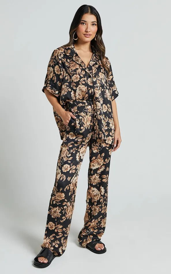 Showpo Laila Pants 8211 High Waisted Wide Leg Pants In Black Floral Women Pants