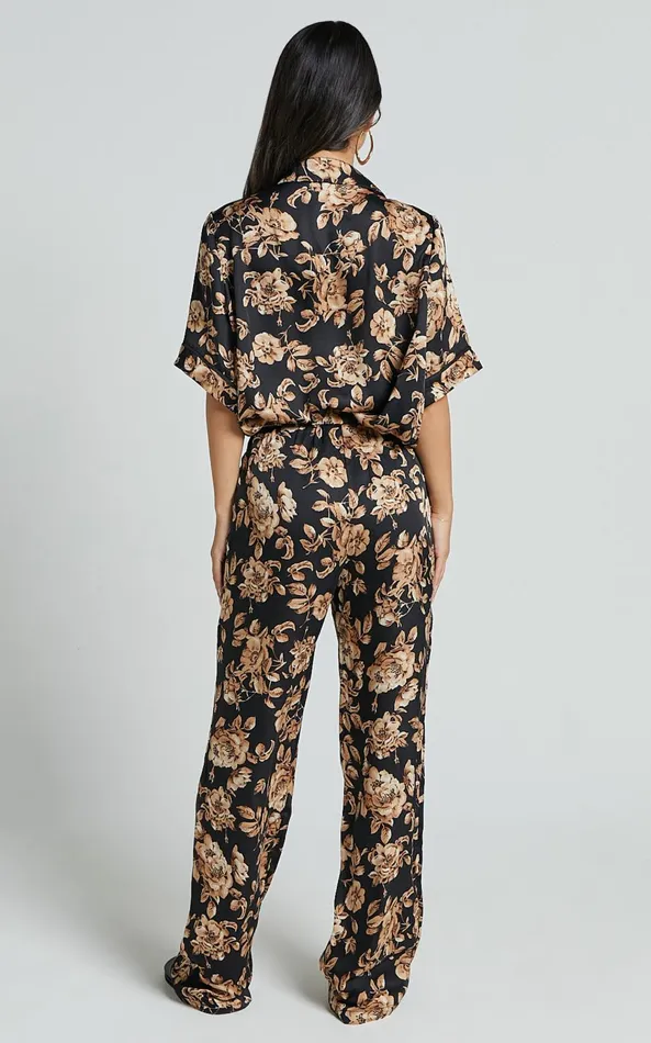 Showpo Laila Pants 8211 High Waisted Wide Leg Pants In Black Floral Women Pants