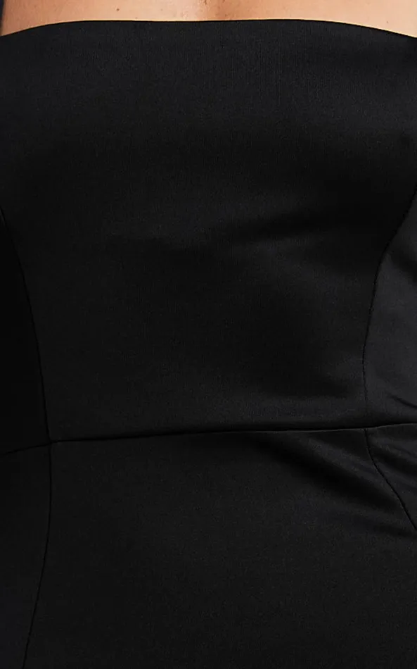 Showpo Lainie Maxi Dress 8211 Straight Neck Thigh Split Cross Back In Black Women Curve Clothes