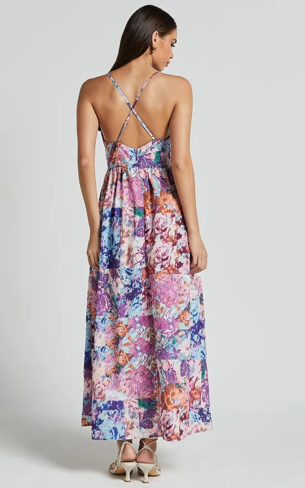 Showpo Lara Midi Dress 8211 Cross Back Dress In Vintage Garden Print Women Dresses
