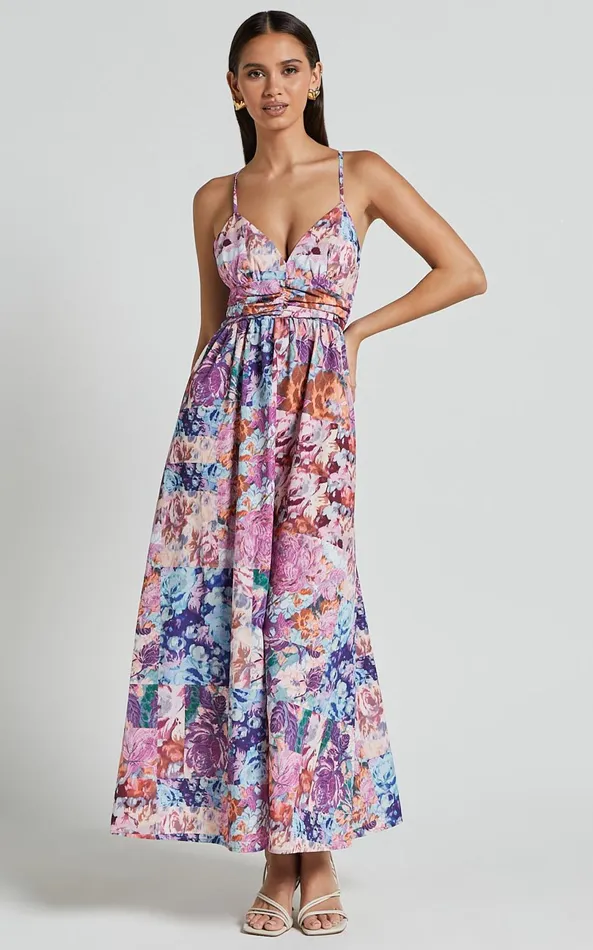 Showpo Lara Midi Dress 8211 Cross Back Dress In Vintage Garden Print Women Dresses