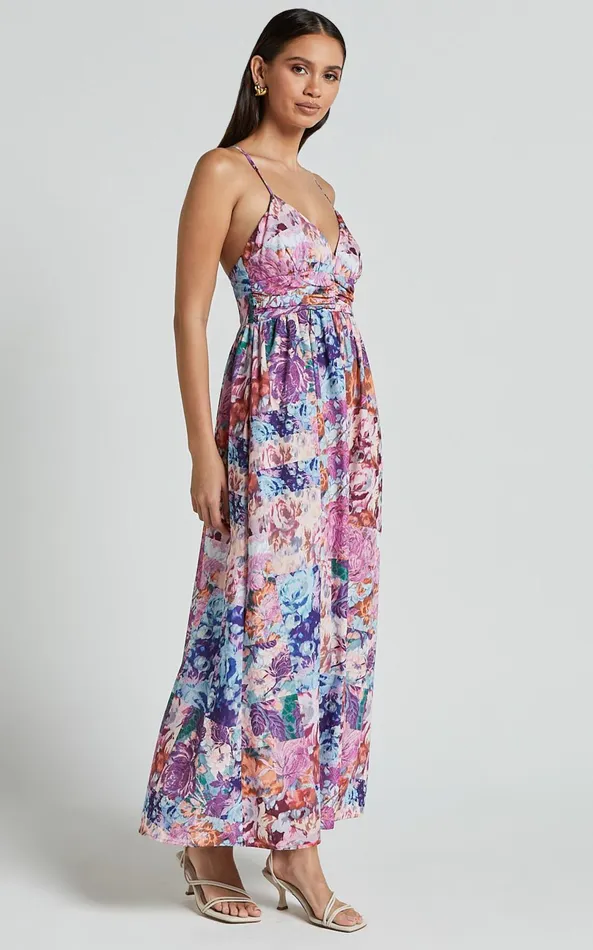 Showpo Lara Midi Dress 8211 Cross Back Dress In Vintage Garden Print Women Dresses