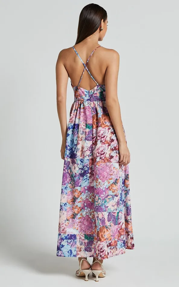 Showpo Lara Midi Dress 8211 Cross Back Dress In Vintage Garden Print Women Dresses