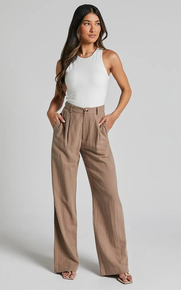 Showpo Larissa Trousers 8211 Linen Look Mid Waisted Relaxed Straight Leg Trousers In Mushroom Women Curve Clothes Showpo Larissa Trousers 8211 Linen Look Mid Waisted Relaxed Straight Leg Trousers In Mushroom Women Curve Clothes