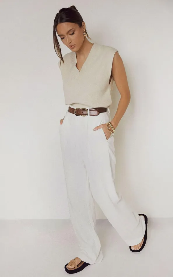 Showpo Larissa Trousers 8211 Linen Look Mid Waisted Relaxed Straight Leg Trousers In White Women Curve Clothes Showpo Larissa Trousers 8211 Linen Look Mid Waisted Relaxed Straight Leg Trousers In White Women Curve Clothes