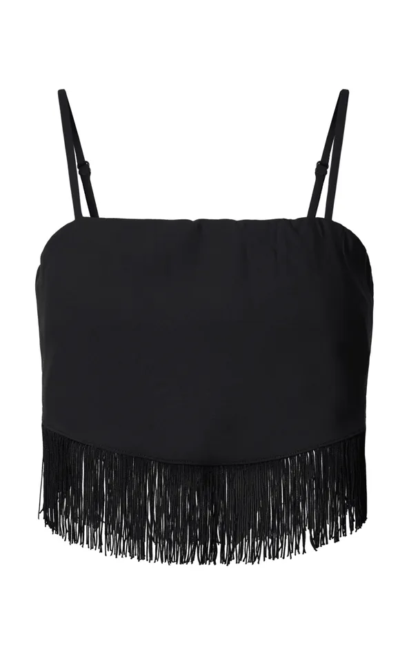 Showpo Lassey Cami 8211 Fringe Trim Bandana In Black Women Tops