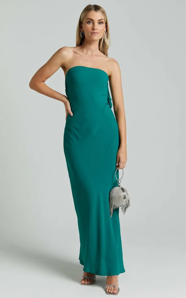 Showpo Laurelle Maxi Dress 8211 Strapless Straight Neck Tie Back Cowl Slip In Jade Green Women Dresses Showpo Laurelle Maxi Dress 8211 Strapless Straight Neck Tie Back Cowl Slip In Jade Green Women Dresses