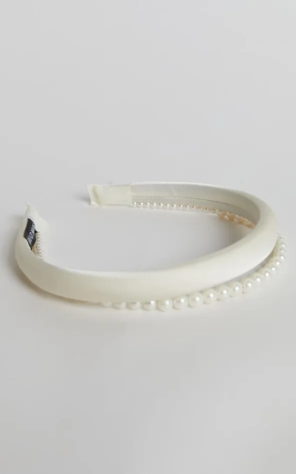 Showpo Lauren Headband 8211 Pearl Double Headband In White Women Hair