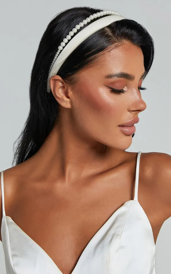 Showpo Lauren Headband 8211 Pearl Double Headband In White Women Hair