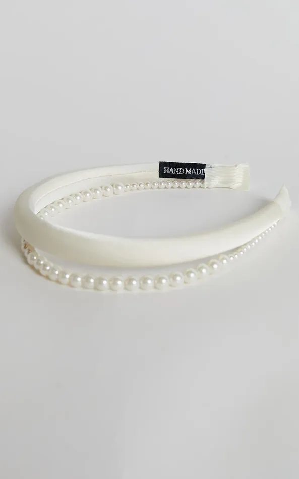 Showpo Lauren Headband 8211 Pearl Double Headband In White Women Hair