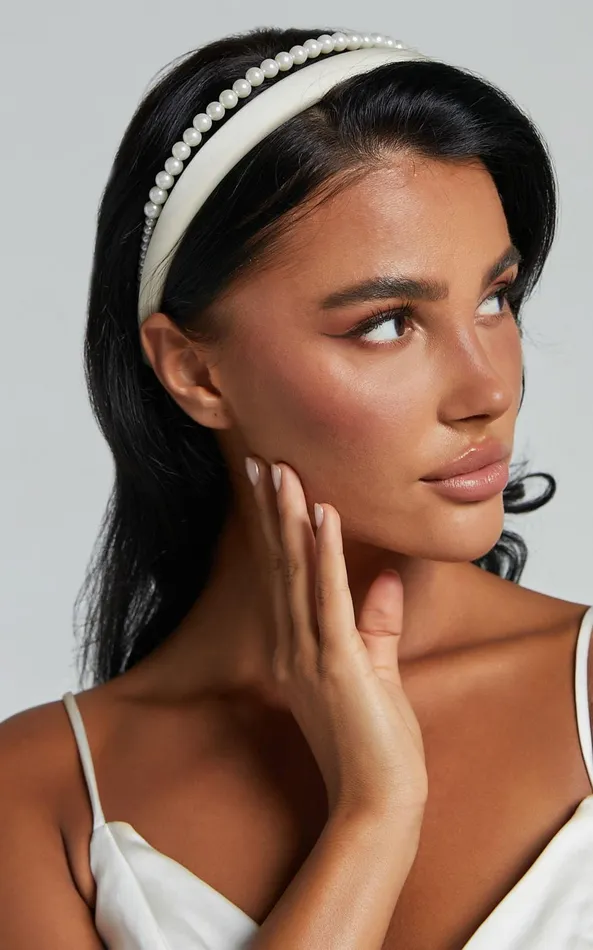 Showpo Lauren Headband 8211 Pearl Double Headband In White Women Hair