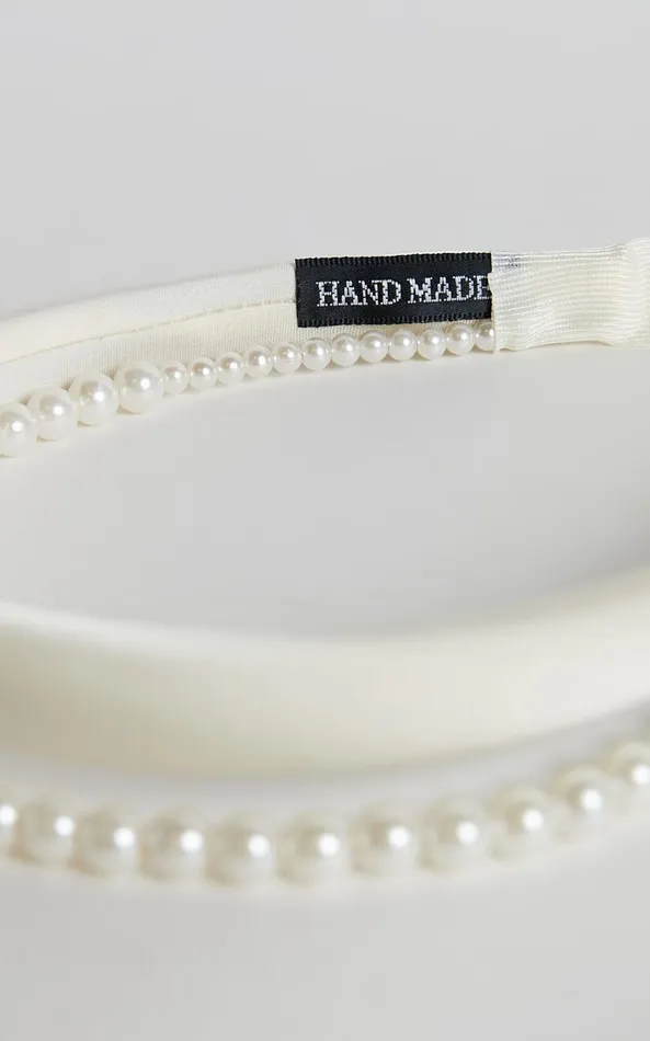 Showpo Lauren Headband 8211 Pearl Double Headband In White Women Hair
