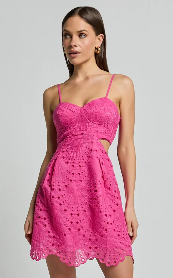 Showpo Layne Mini Dress 8211 Strappy Cut Out Embroidered Dress In Pink Women Dresses Showpo Layne Mini Dress 8211 Strappy Cut Out Embroidered Dress In Pink Women Dresses
