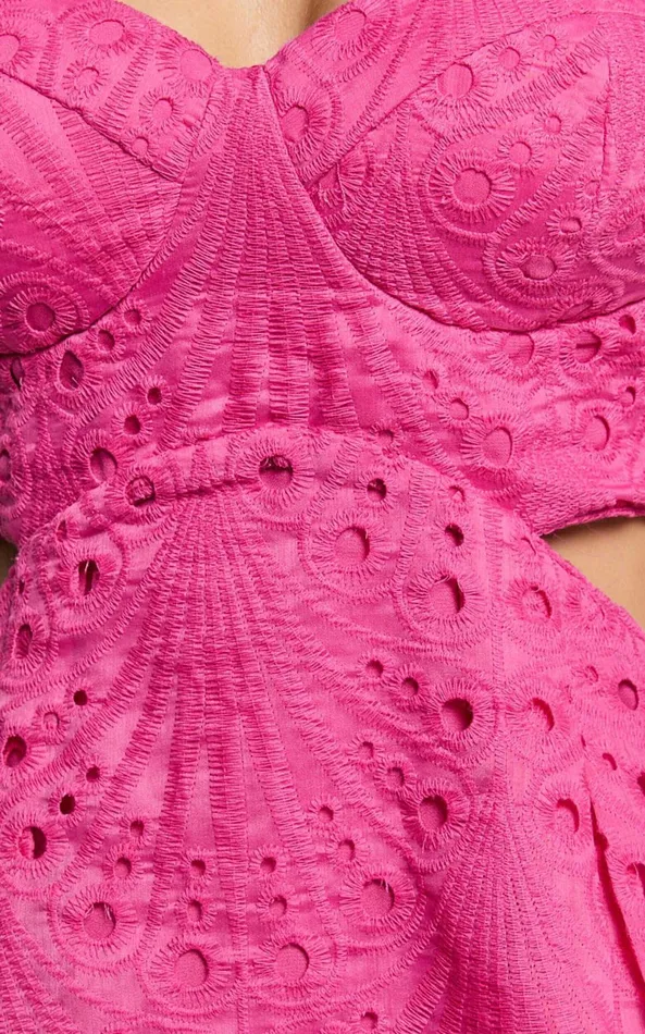 Showpo Layne Mini Dress 8211 Strappy Cut Out Embroidered Dress In Pink Women Dresses
