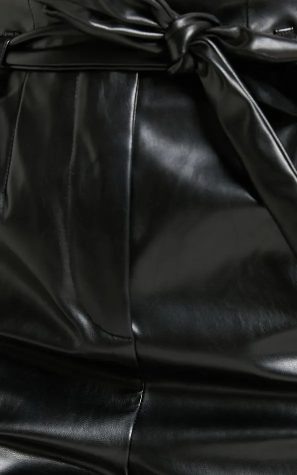 Showpo Layton Pants 8211 Paper Bag Waist Faux Leather Pants In Black Women Pants