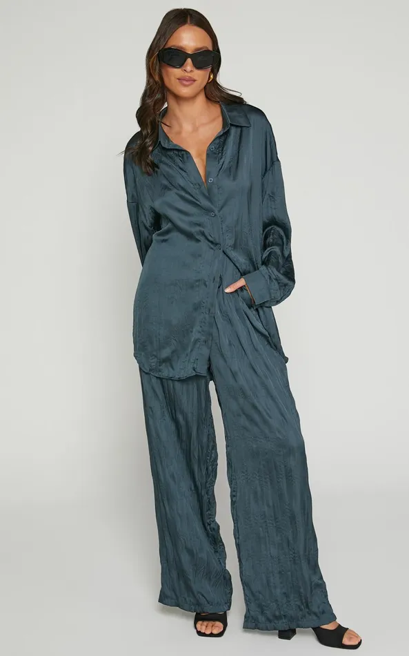 Showpo Lazzy Pants 8211 Elasticated Waist Crinkle Pants In Petrol Women Pants Showpo Lazzy Pants 8211 Elasticated Waist Crinkle Pants In Petrol Women Pants