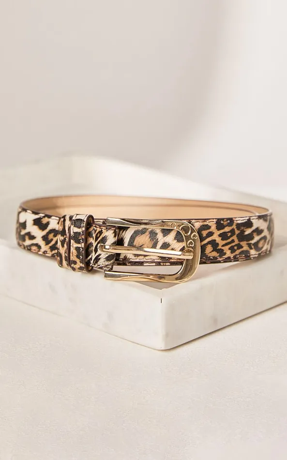 Showpo Leah Belt 8211 Thin Gold Buckle PU Leopard Print Belt In Brown Women Belts Showpo Leah Belt 8211 Thin Gold Buckle PU Leopard Print Belt In Brown Women Belts