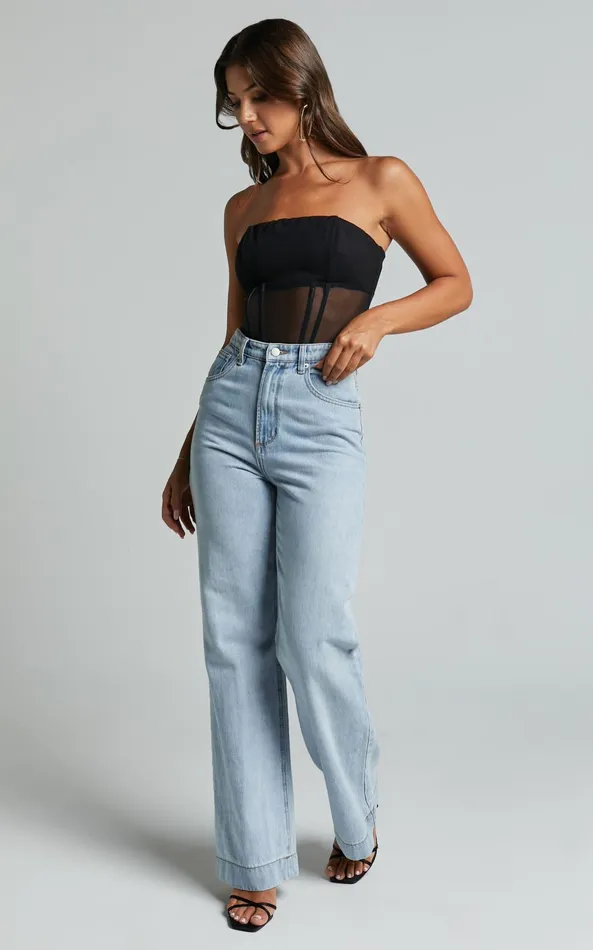 Showpo Leanna Top 8211 Strapless Corset Crop Top In Black Women Tops