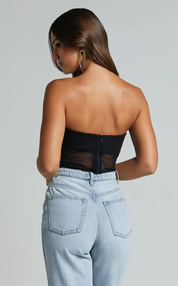 Showpo Leanna Top 8211 Strapless Corset Crop Top In Black Women Tops