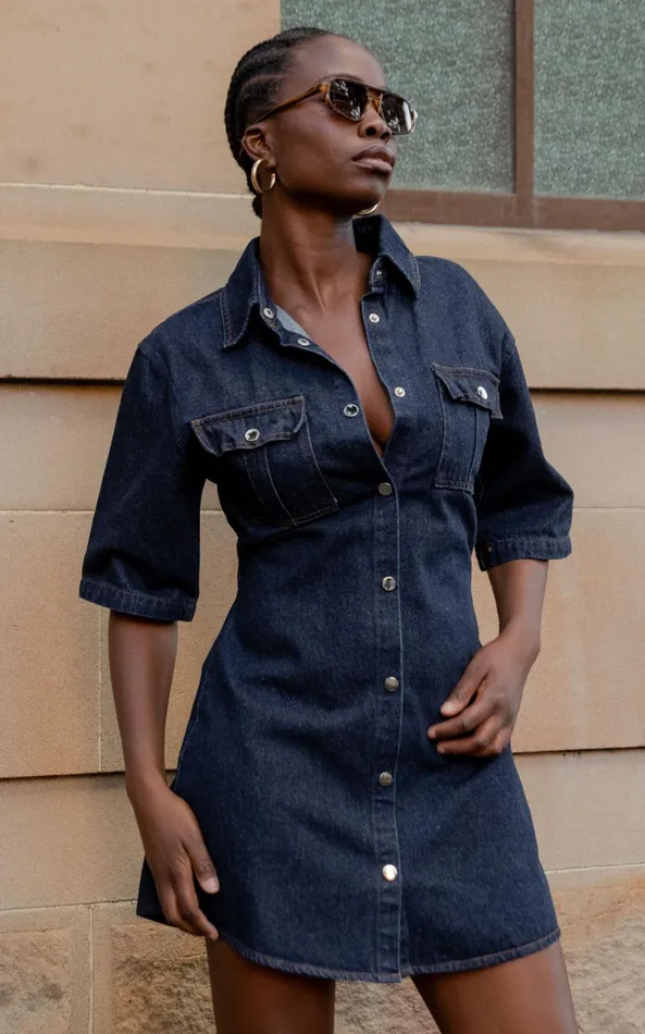 Showpo Leilani Mini Dress 8211 Denim Short Sleeve Button Up Dress In Indigo Denim Women Dresses Showpo Leilani Mini Dress 8211 Denim Short Sleeve Button Up Dress In Indigo Denim Women Dresses