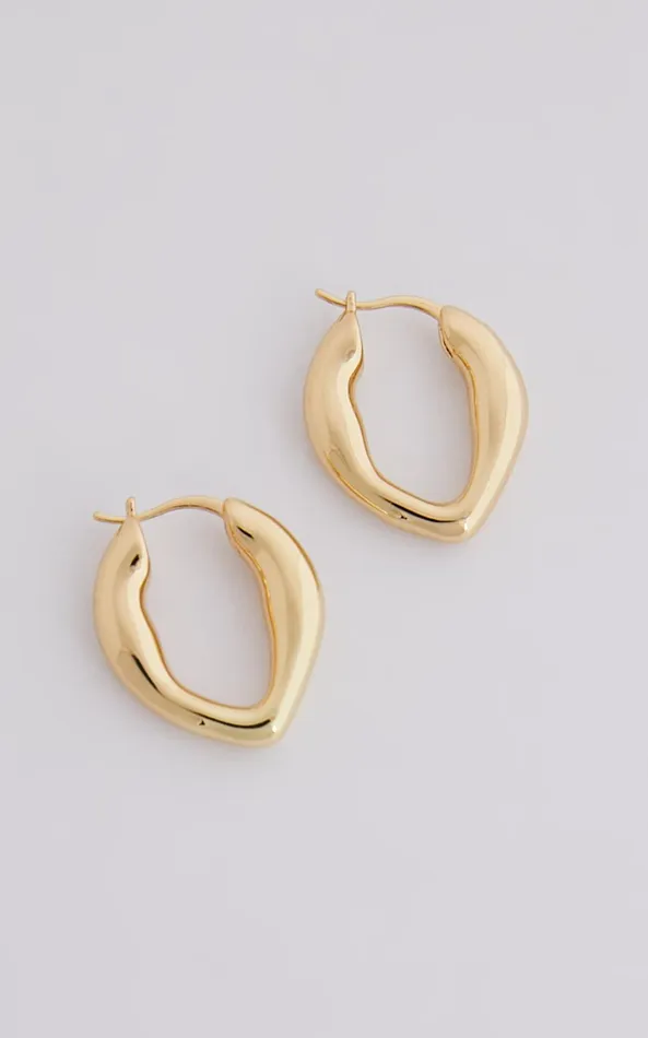 Showpo Lejia Irregular Shape Hoop Earrings In Gold Women Earrings