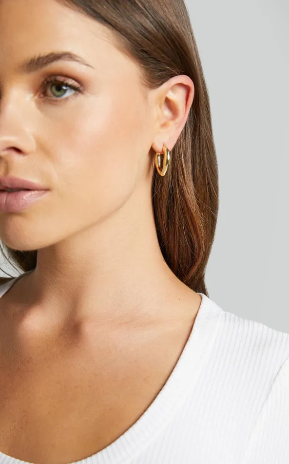 Showpo Lejia Irregular Shape Hoop Earrings In Gold Women Earrings