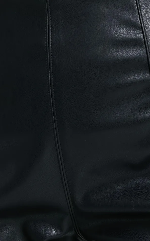 Showpo Lenette 8211 High Waisted Faux Leather Split Hem Leggings In Black Women Curve Clothes