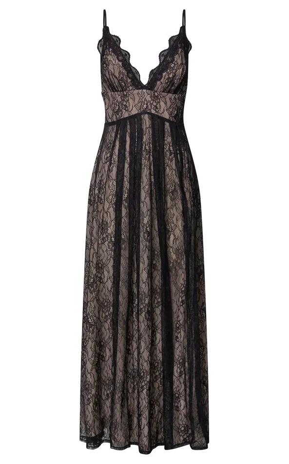 Showpo Leni Maxi Dress 8211 Plunge Thigh Split Lace Dress In Black Women Dresses