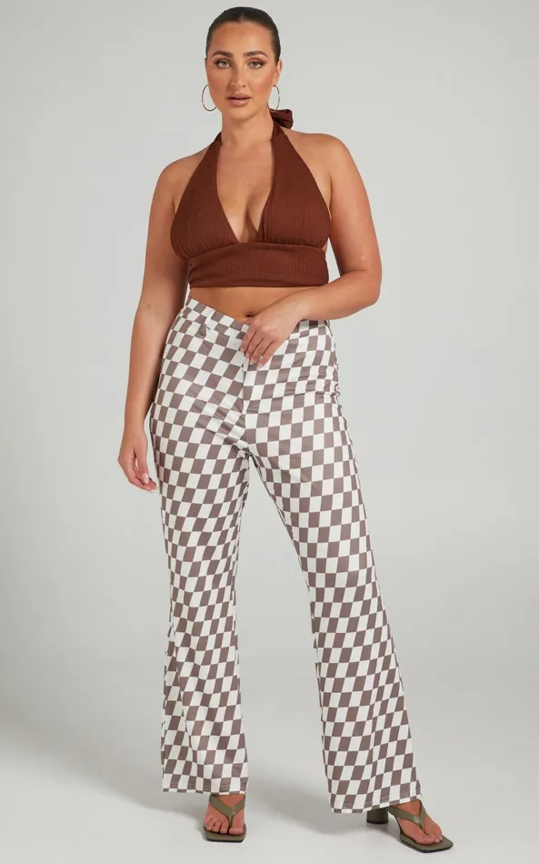 Showpo Lenny Pants 8211 Mid Rise Pants In Brown Check Women Pants