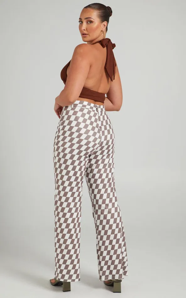 Showpo Lenny Pants 8211 Mid Rise Pants In Brown Check Women Pants