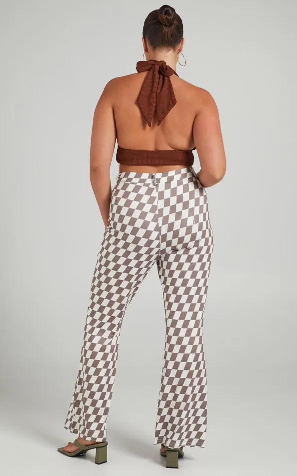 Showpo Lenny Pants 8211 Mid Rise Pants In Brown Check Women Pants