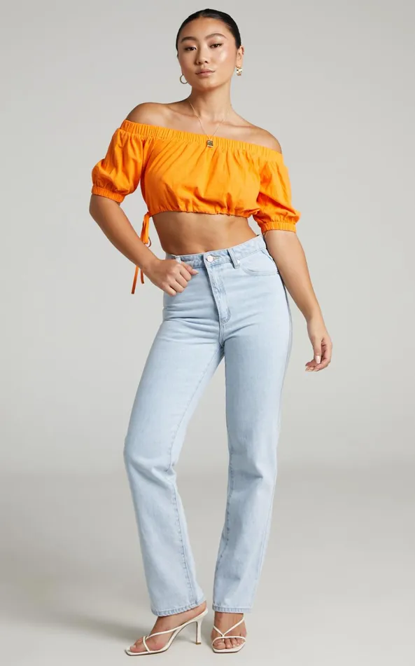 Showpo Leora Top 8211 Off Shoulder Crop Top In Orange Women Tops