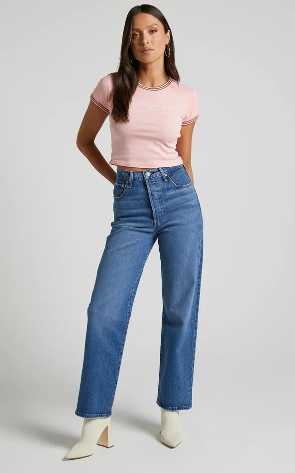 Showpo Levi039s 8211 GRAPHIC RINGER MINI TEE In Country Club Script Quartz Women Tops