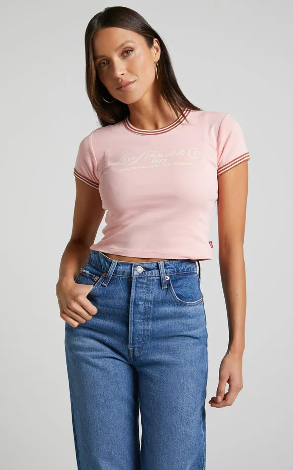 Showpo Levi039s 8211 GRAPHIC RINGER MINI TEE In Country Club Script Quartz Women Tops
