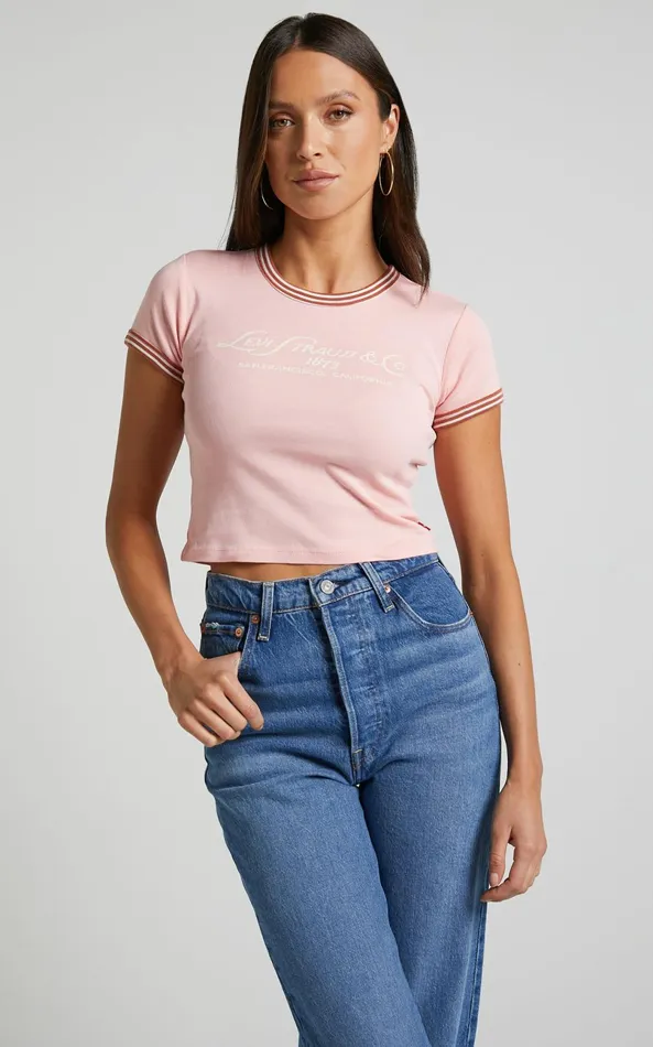 Showpo Levi039s 8211 GRAPHIC RINGER MINI TEE In Country Club Script Quartz Women Tops