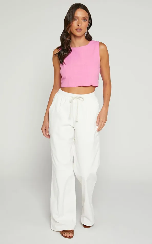 Showpo Lheya Pants 8211 Drawstring Cord Pants In Cream Women Pants