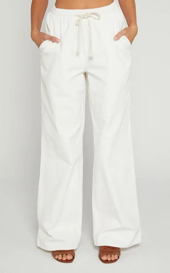 Showpo Lheya Pants 8211 Drawstring Cord Pants In Cream Women Pants
