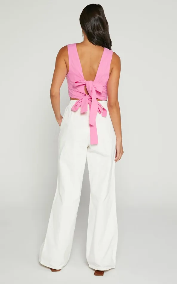 Showpo Lheya Pants 8211 Drawstring Cord Pants In Cream Women Pants