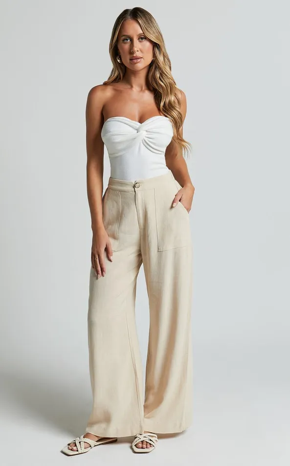 Showpo Lian Pants 8211 Linen Look High Waisted Pocket Detail Pants In Cream Women Pants Showpo Lian Pants 8211 Linen Look High Waisted Pocket Detail Pants In Cream Women Pants