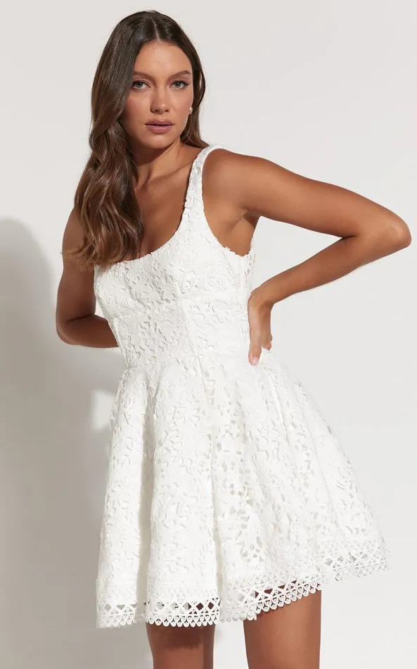 Showpo Lilia Mini Dress 8211 Corset Scoop Neck Fit And Flare Dress In White Women Dresses Showpo Lilia Mini Dress 8211 Corset Scoop Neck Fit And Flare Dress In White Women Dresses