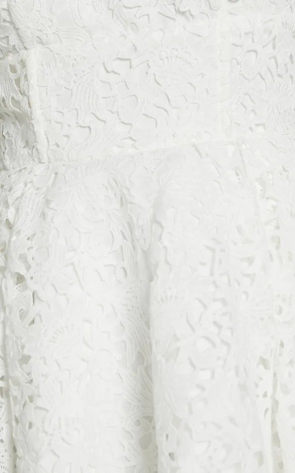 Showpo Lilia Mini Dress 8211 Corset Scoop Neck Fit And Flare Dress In White Women Dresses