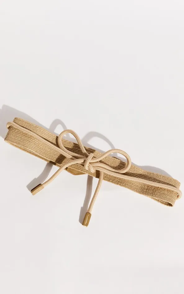 Showpo Lilibeth Belt 8211 Wide Rattan Tie Up Detail Waist Belt In Natural Women Belts