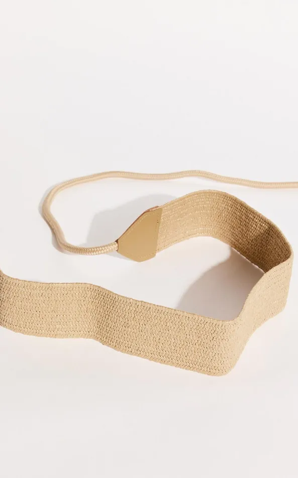 Showpo Lilibeth Belt 8211 Wide Rattan Tie Up Detail Waist Belt In Natural Women Belts