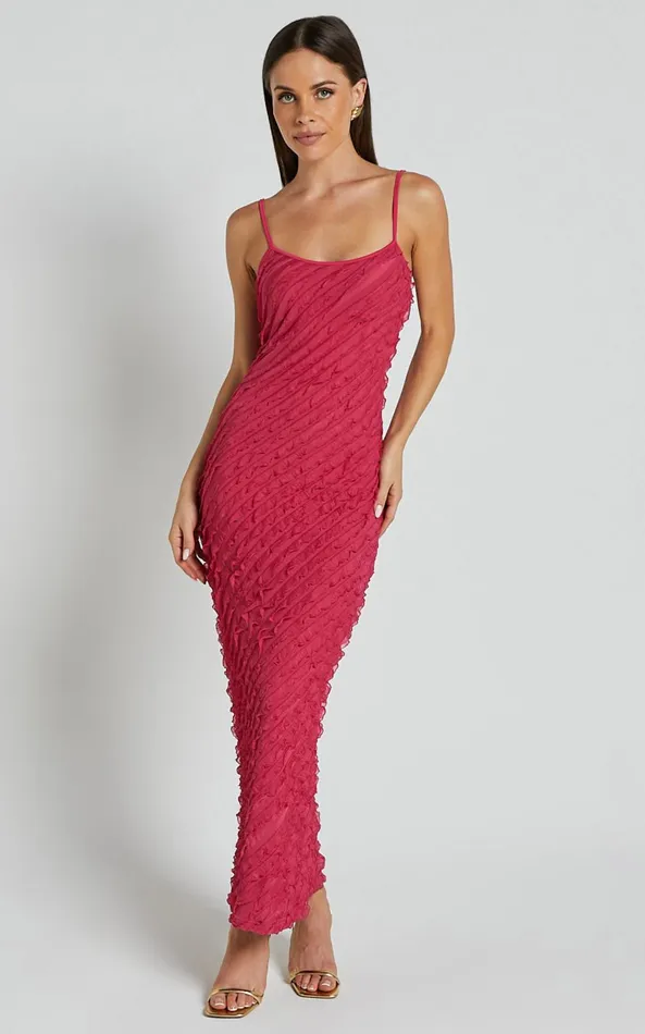 Showpo Lilibeth Midi Dress 8211 Strappy Frill Detail Slip Dress In Pink Women Dresses Showpo Lilibeth Midi Dress 8211 Strappy Frill Detail Slip Dress In Pink Women Dresses
