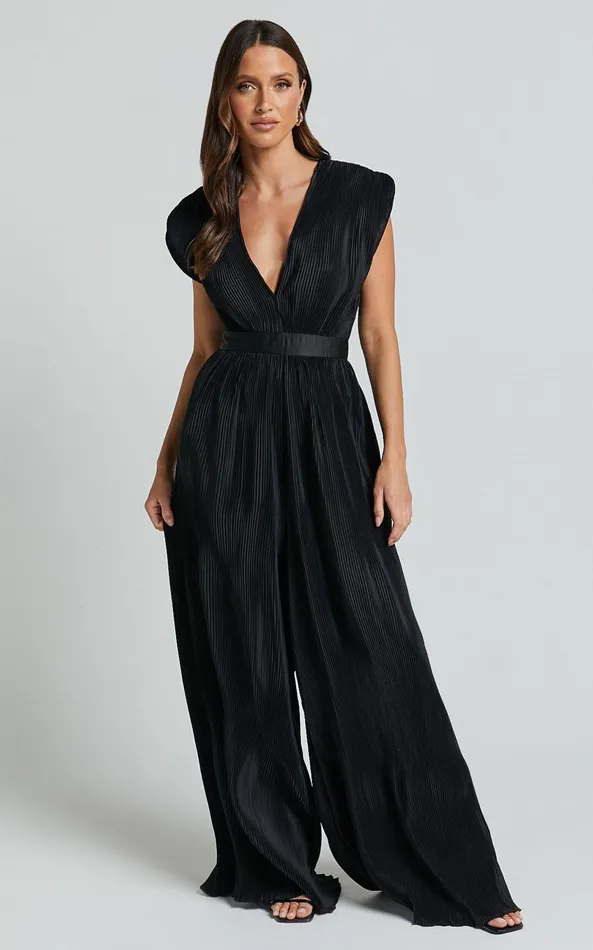 Showpo Lina Jumpsuit 8211 Plunge Neck Pleated Wide Leg Jumpsuit In Black Women Jumpsuits Showpo Lina Jumpsuit 8211 Plunge Neck Pleated Wide Leg Jumpsuit In Black Women Jumpsuits