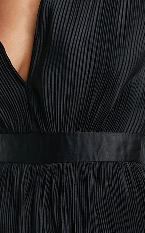 Showpo Lina Jumpsuit 8211 Plunge Neck Pleated Wide Leg Jumpsuit In Black Women Jumpsuits