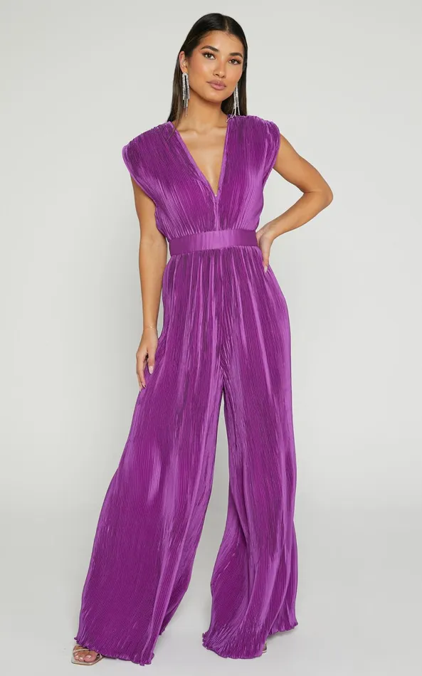 Showpo Lina Jumpsuit 8211 Plunge Neck Pleated Wide Leg Jumpsuit In Orchid Women Jumpsuits Showpo Lina Jumpsuit 8211 Plunge Neck Pleated Wide Leg Jumpsuit In Orchid Women Jumpsuits